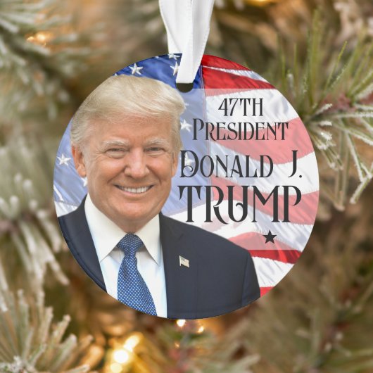 47e President Trump 2024 Foto Amerikaanse vlag Ornament (Boom)