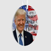 47e President Trump 2024 Foto Amerikaanse vlag Ornament (voorkant)