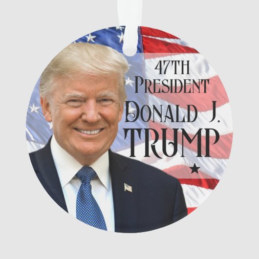 47e President Trump 2024 Foto Amerikaanse vlag Ornament (achterkant)