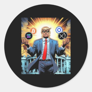 47e president Trump Crypto Hodler Coin Btc Sol Xr Ronde Sticker