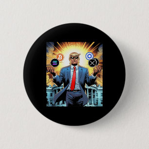 47e President Trump Crypto Hodler Munt Btc Sol Xr Ronde Button 5,7 Cm