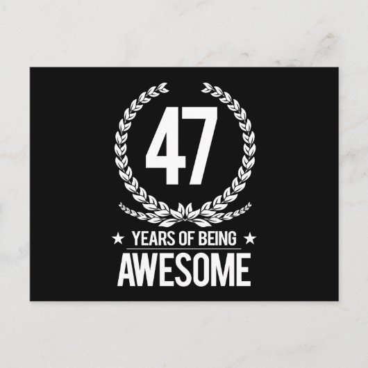 47e verjaardag (47 jaar Geweldige) Briefkaart (Voorkant)