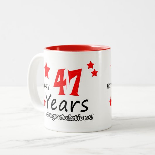 47e verjaardag, 47 jaar Jubilea voor bruiloft Tweekleurige Koffiemok (Voorkant links)