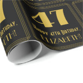 47e verjaardag ~ Art Deco Geïnspireerde look "47", Cadeaupapier (Rol Hoek)