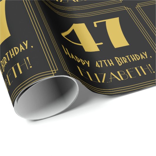 47e verjaardag ~ Art Deco Geïnspireerde look "47", Cadeaupapier (Rol Hoek)
