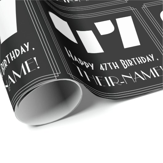 47e verjaardag: Art Deco geïnspireerde look "47" & Cadeaupapier (Rol Hoek)