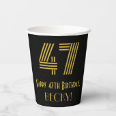 47e verjaardag: Art Deco Geïnspireerde look "47" e Papieren Bekers (Achterkant)