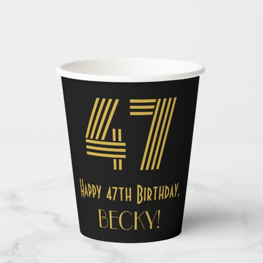 47e verjaardag: Art Deco Geïnspireerde look "47" e Papieren Bekers (Voorkant)