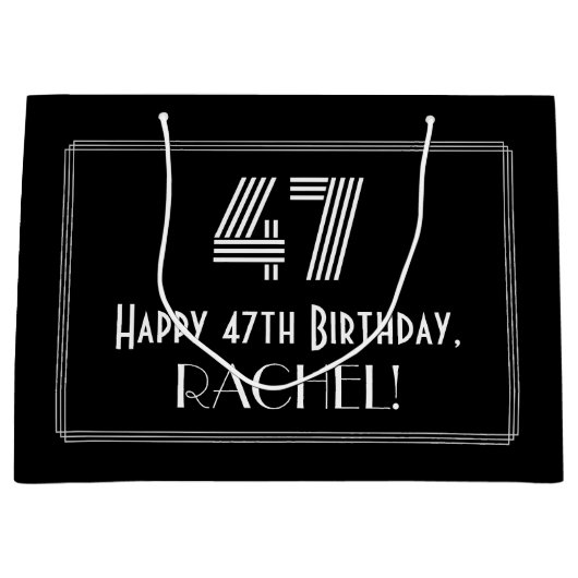 47e verjaardag — Art Deco geïnspireerde look "47"  Groot Cadeauzakje (Voorkant)
