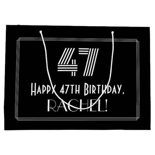 47e verjaardag — Art Deco geïnspireerde look "47"  Groot Cadeauzakje (Achterkant)