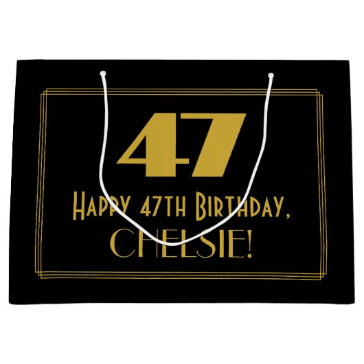 47e verjaardag — Art Deco geïnspireerde look "47"  Groot Cadeauzakje (Voorkant)