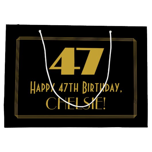 47e verjaardag — Art Deco geïnspireerde look "47"  Groot Cadeauzakje (Achterkant)