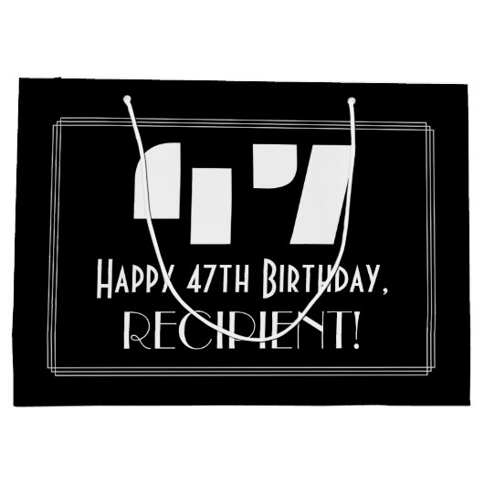 47e verjaardag ~ Art Deco geïnspireerde look "47"  Groot Cadeauzakje (Achterkant)