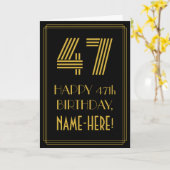 47e verjaardag: Art Deco geïnspireerde look "47" & Kaart (Gele Bloem)