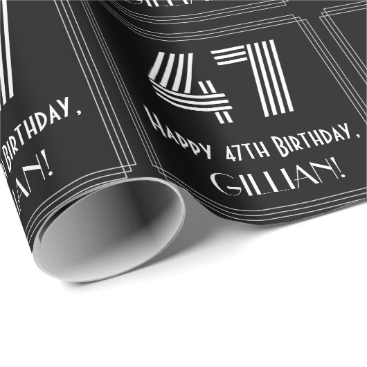 47e verjaardag: Art Deco Geïnspireerde look "47" m Cadeaupapier (Rol Hoek)