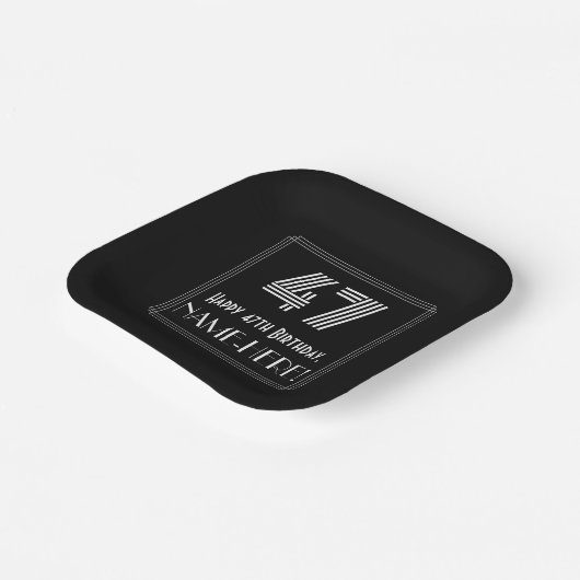 47e verjaardag — Art Deco Geïnspireerde look "47"  Papieren Bordje (Gebogen)