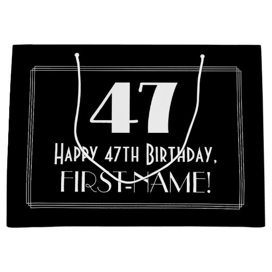 47e verjaardag: Art Deco geïnspireerde stijl "47", Groot Cadeauzakje (Voorkant)