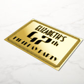 47e verjaardag: Art Deco Kijk "47" en naam Folie Uitnodiging (Gedraaid)