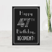 47e verjaardag: Art Deco Style # 47 en aangepaste  Kaart (Voorkant)