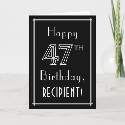 47e verjaardag: Art Deco Style # 47 en aangepaste  Kaart (Voorkant)