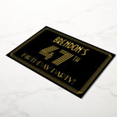 47e verjaardag — Art Deco Style "47" + Naam Folie Uitnodiging (Gedraaid)