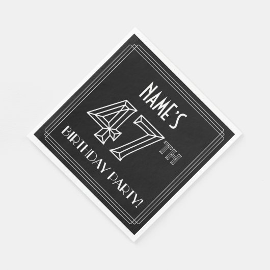 47e verjaardag: Art Deco Style + aangepaste naam Servet (Hoek)