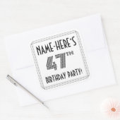 47e verjaardag: Art Deco Style + aangepaste naam Vierkante Sticker (Envelop)