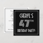 47e verjaardag: Art Deco Style met aangepaste naam Kaart (Voorkant / Achterkant)