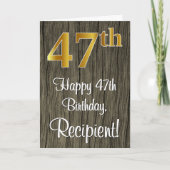 47e verjaardag: Elegant Faux Gold Look #, Faux Woo Kaart (Voorkant)