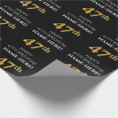 47e verjaardag: Elegant, zwart, Faux Gold look Cadeaupapier (Hoek)