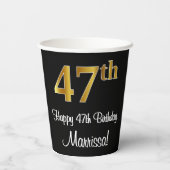 47e verjaardag - Elegante luxe Faux Gold look # Papieren Bekers (Achterkant)