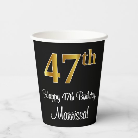 47e verjaardag - Elegante luxe Faux Gold look # Papieren Bekers (Achterkant)