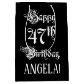 47e verjaardag: Fancy, elegant script + aangepaste Medium Cadeauzakje (Voorkant)