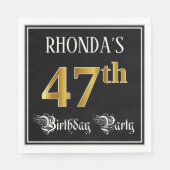 47e verjaardag — Fancy script, Faux Gold look Servet (Voorkant)