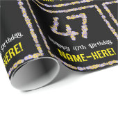 47e verjaardag: Floral Flowers Number, Custom Name Cadeaupapier (Rol Hoek)