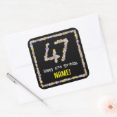 47e verjaardag: Floral Flowers Number, Custom Name Vierkante Sticker (Envelop)
