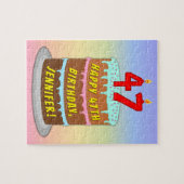 47e verjaardag: Fun Cake and Candles + Custom Name Legpuzzel (Horizontaal)