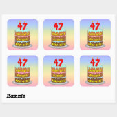 47e verjaardag: Fun Cake and Candles + Custom Name Vierkante Sticker (Vel)