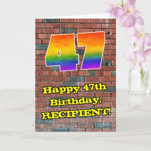 47e verjaardag: Fun Graffiti-geïnspireerde regenbo Kaart (Orchidee)