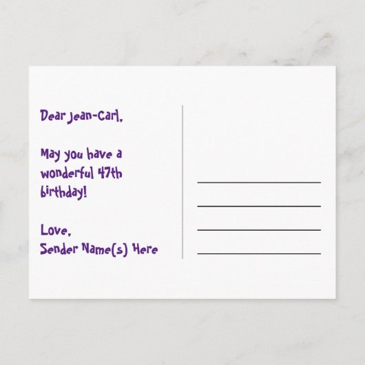 47e verjaardag: Fun Hearts Pattern, Regenboog 47 Briefkaart (Achterkant)