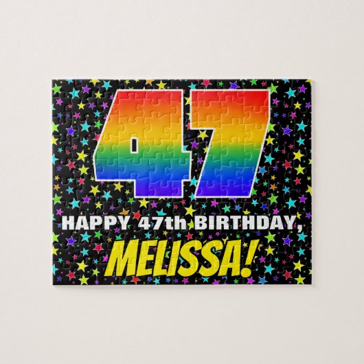 47e verjaardag — Fun, kleurrijk Star Field Pattern Legpuzzel (Horizontaal)