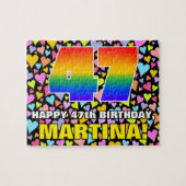 47e verjaardag — Fun, liefhebbende hartvormen + "4 Legpuzzel (Horizontaal)