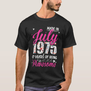47e verjaardag Geweldige sinds juli 1975 Floral T-shirt