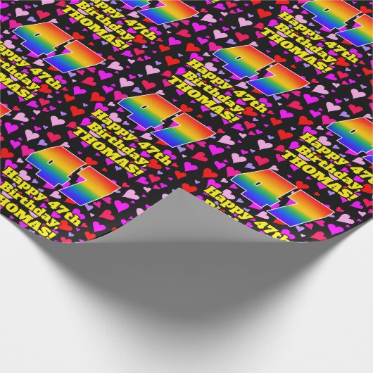 47e verjaardag: Heatten, regenboognr. 47 Cadeaupapier (Hoek)