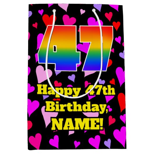 47e verjaardag: Heatten, regenboognr. 47 Medium Cadeauzakje (Voorkant)