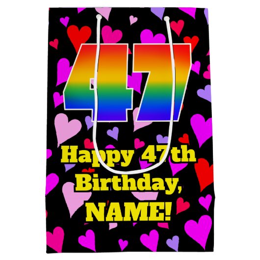 47e verjaardag: Heatten, regenboognr. 47 Medium Cadeauzakje (Achterkant)