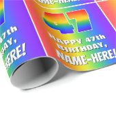 47e verjaardag: kleurrijk, vun regenboogpatroon #  cadeaupapier (Rol Hoek)