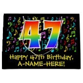 47e verjaardag - Kleurrijke muzieksymbolen, Rainbo Groot Cadeauzakje (Voorkant)