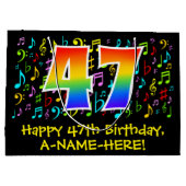 47e verjaardag - Kleurrijke muzieksymbolen, Rainbo Groot Cadeauzakje (Achterkant)