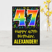 47e verjaardag: kleurrijke muzieksymbolen + regenb kaart (Gele Bloem)